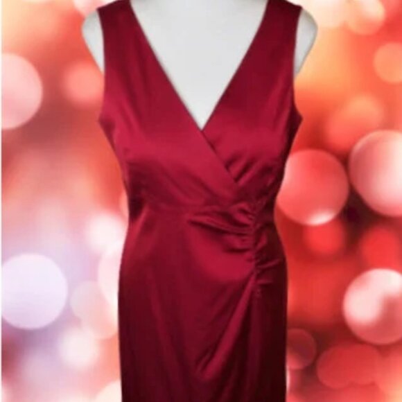 Donna Ricco New York Maroon Satin Party Dress / Size 10 - Picture 2 of 16